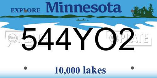 544YO2 Minnesota License Plate