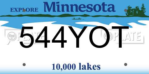 544YOT Minnesota License Plate