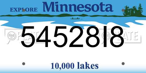 54528I8 Minnesota License Plate