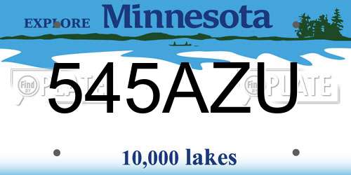 545AZU Minnesota License Plate