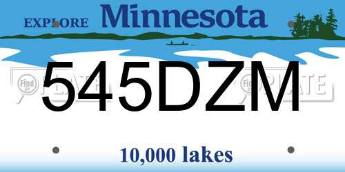 545DZM Minnesota License Plate