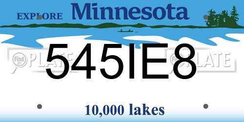 545IE8 Minnesota License Plate