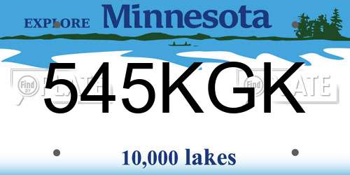 545KGK Minnesota License Plate