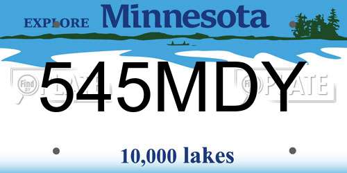 545MDY Minnesota License Plate