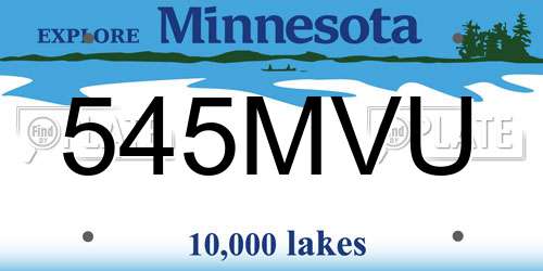 545MVU Minnesota License Plate