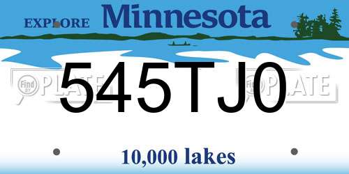 545TJ0 Minnesota License Plate