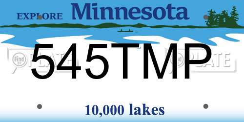 545TMP Minnesota License Plate