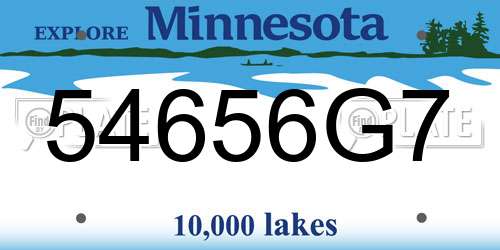 54656G7 Minnesota License Plate