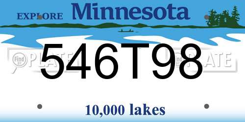 546T98 Minnesota License Plate