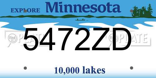 5472ZD Minnesota License Plate