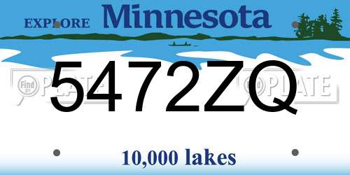 5472ZQ Minnesota License Plate