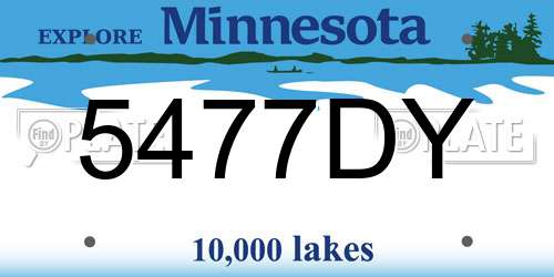 5477DY Minnesota License Plate