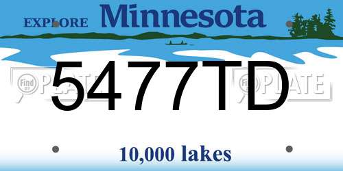 5477TD Minnesota License Plate