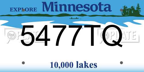 5477TQ Minnesota License Plate