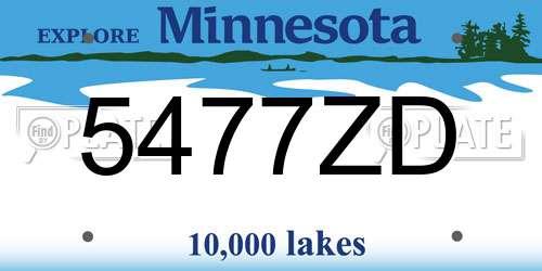 5477ZD Minnesota License Plate