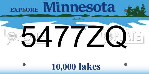5477ZQ Minnesota License Plate