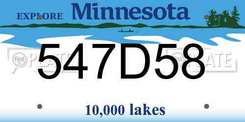 547D58 Minnesota License Plate