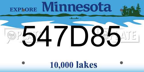 547D85 Minnesota License Plate