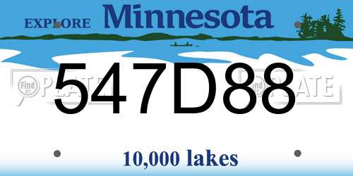 547D88 Minnesota License Plate