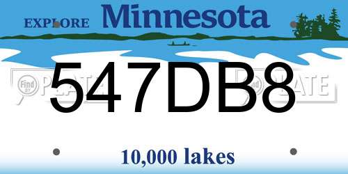 547DB8 Minnesota License Plate