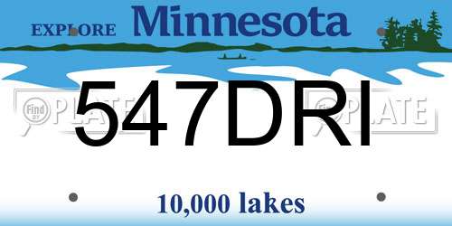 547DRI Minnesota License Plate