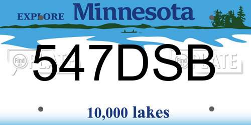 547DSB Minnesota License Plate