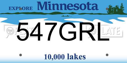 547GRL Minnesota License Plate