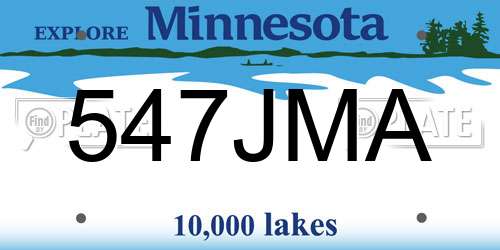 547JMA Minnesota License Plate