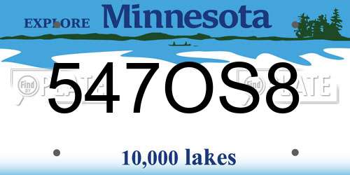547OS8 Minnesota License Plate