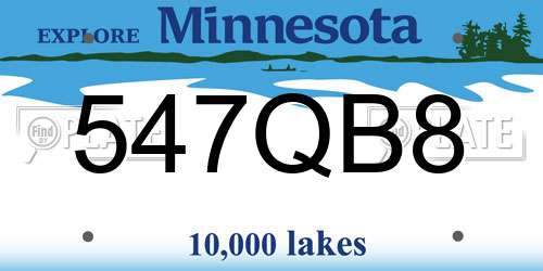 547QB8 Minnesota License Plate