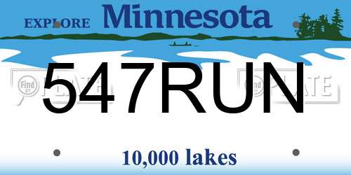 547RUN Minnesota License Plate