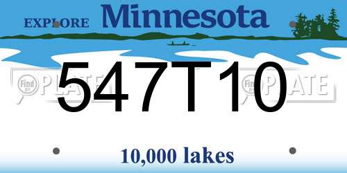 547T10 Minnesota License Plate
