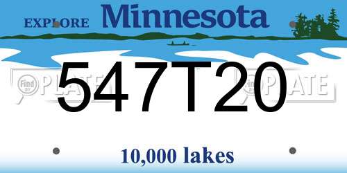 547T20 Minnesota License Plate