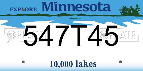 547T45 Minnesota License Plate