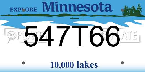 547T66 Minnesota License Plate