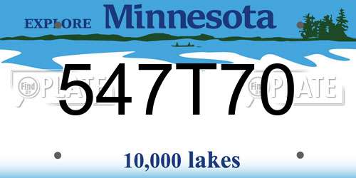 547T70 Minnesota License Plate