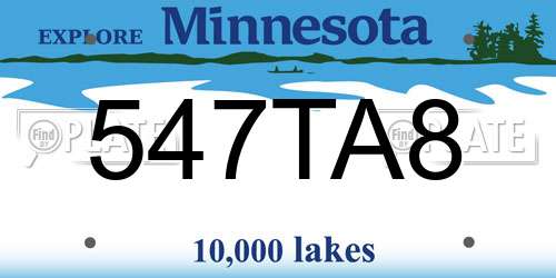 547TA8 Minnesota License Plate