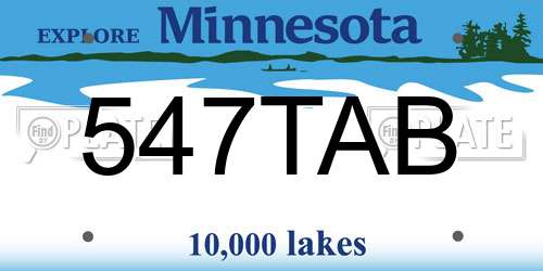 547TAB Minnesota License Plate