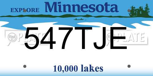 547TJE Minnesota License Plate
