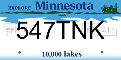 547TNK Minnesota License Plate