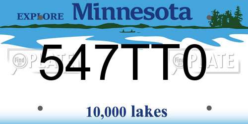 547TT0 Minnesota License Plate
