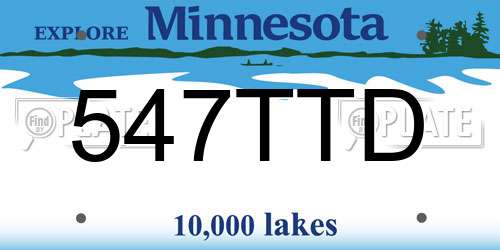 547TTD Minnesota License Plate
