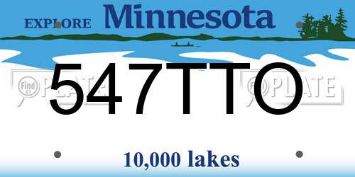 547TTO Minnesota License Plate
