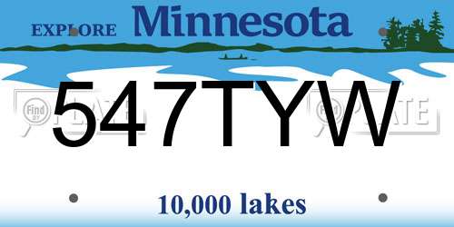 547TYW Minnesota License Plate