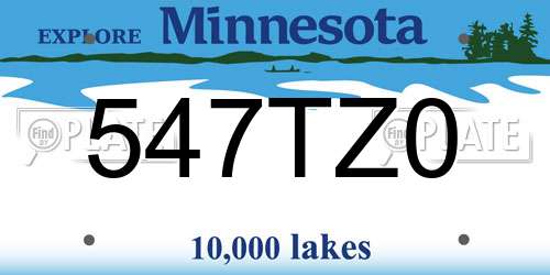 547TZ0 Minnesota License Plate