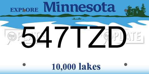 547TZD Minnesota License Plate