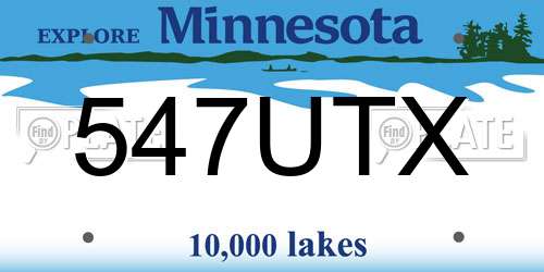 547UTX Minnesota License Plate