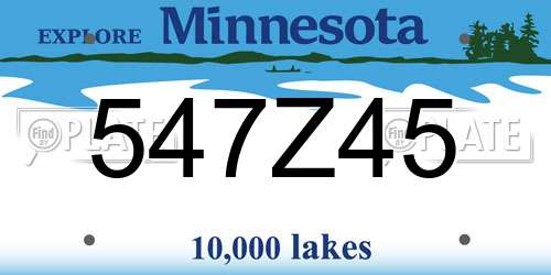 547Z45 Minnesota License Plate