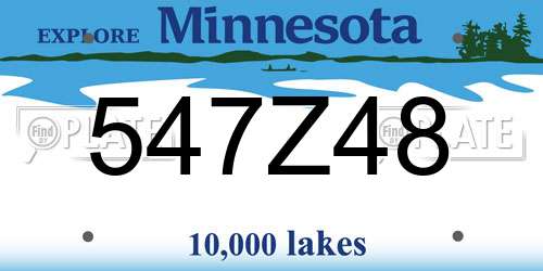 547Z48 Minnesota License Plate