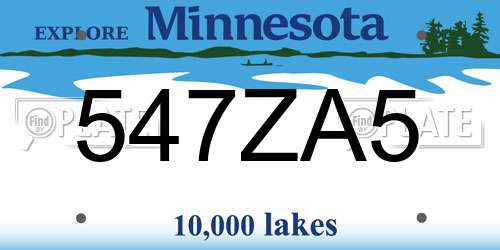 547ZA5 Minnesota License Plate